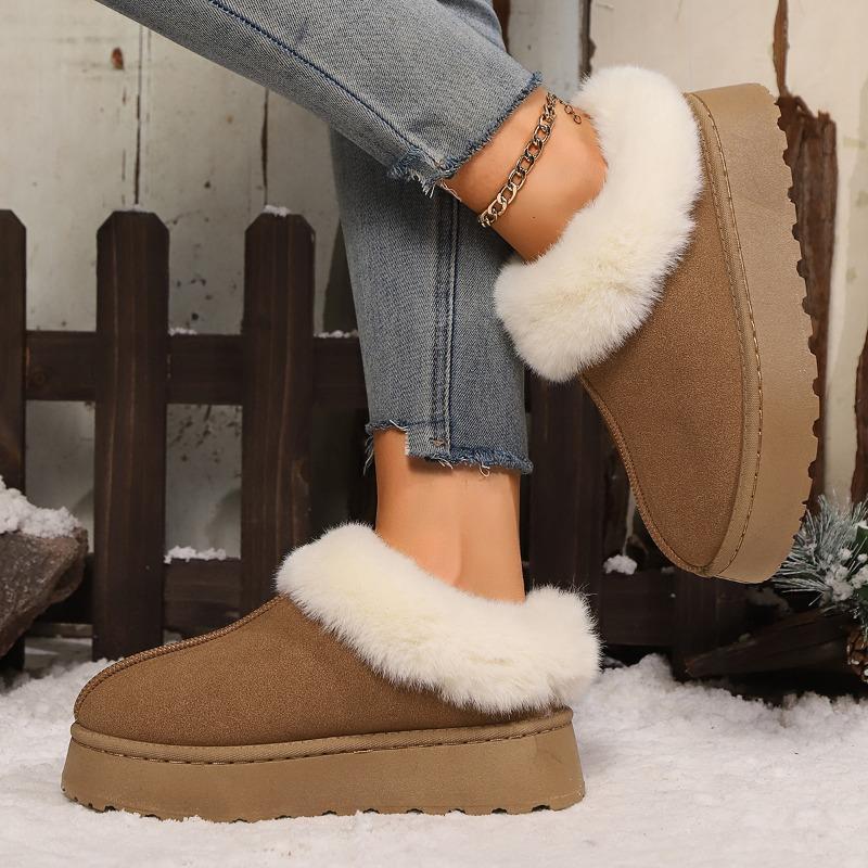 2024 новые зимние женские ботинки для снегоступов с круглым носком и толстой подошвой, классические уличные ботинки длиной до щиколотки на плоской подошве из плюша и хлопка