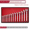 Wrench Set with Roll-Up Pouch, 6-24mm, CRV Steel, 15° Angled Open & 12-Point Box End, Mirror Chrome Finish for Home & Workshop
