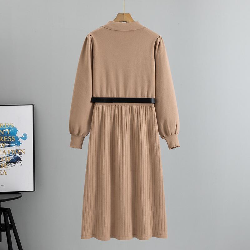 Spring New Women's Knitwear Solid Color Slim Fit Fashion All Match Dress