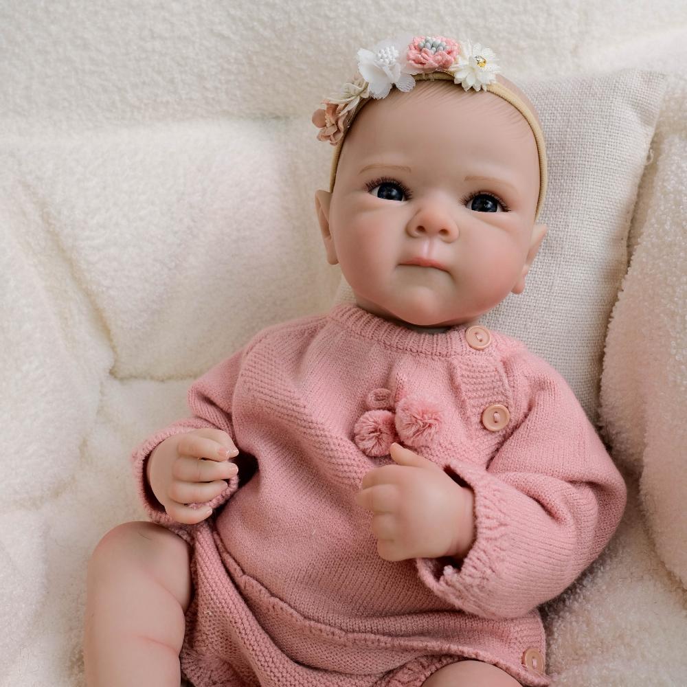 Beautiful Girl Reborn Baby Doll Bettie 18'' 48cm Soft Full Vinyl Simulation Doll Handmade Painted Hair Lively Newborn Doll Holiday Gift for Children