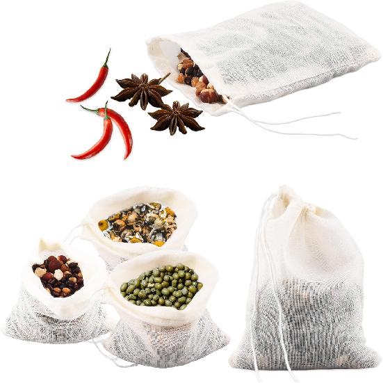30 Pcs Spice Bags for Cooking, 3.86x3.15 Inch Reble Drawstring Muslin Soup Empty Tea Bags Straining Filter Cheesecloth Sachet for Spices Tea Loose