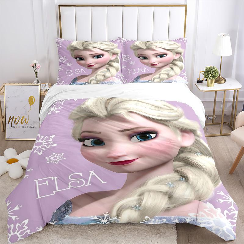 Elsa'S Winter Fantasy Print 3Pcs Bedding Setduvet Cover With 2 Bedropillowcase Home Birthday Gift