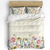 Spring Flowers Plants Wildflowers 3pcs Bedding Set For Double Bed Home Textile Duvet Cover Quilt Cover Pillowcase