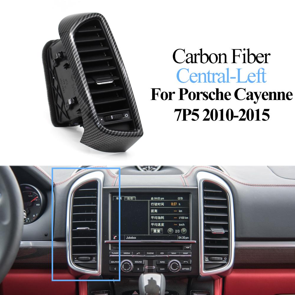 Silver Carbon Front Middle Central Air Conditioner AC Vent Grille Outlet Complete Assembly For Porsche Cayenne 7P5 2010-2015