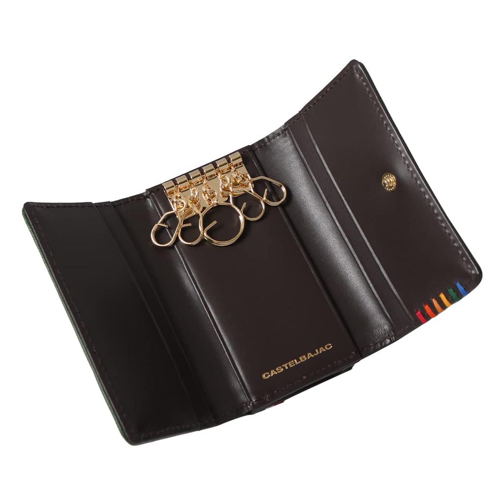 Ключница из натуральной кожи 027602 Сундук Кошелек для монет Кожа коровы Зеленый [Castelbajac] [Монета Мужская Строчка] [05]