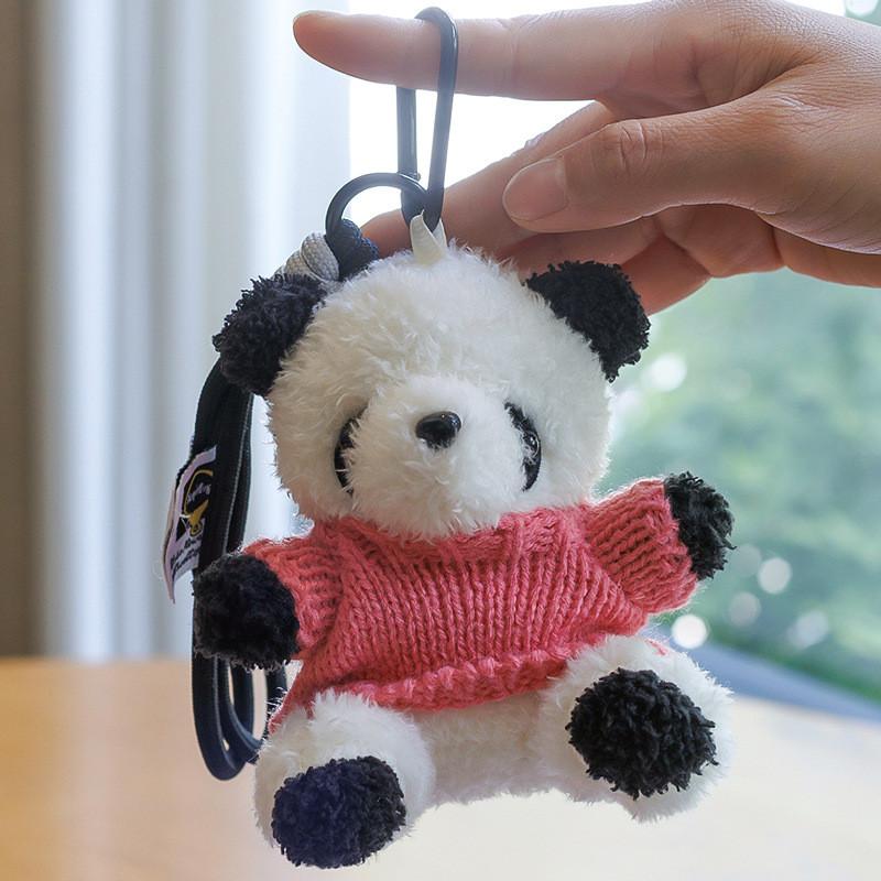 Colorful Panda Plush Keychain With Pp Cotton Filling For Girls And Kids