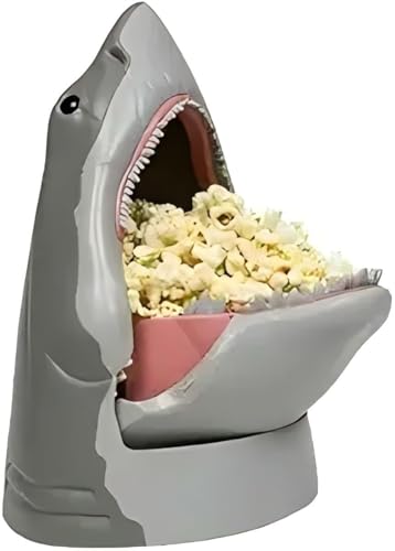 Shark Popcorn Bucket 30 x 20 cm BPA Free Food Grade Silicone 50th Anniversary Design Movie Night Party Snack Holder for Kids Adults