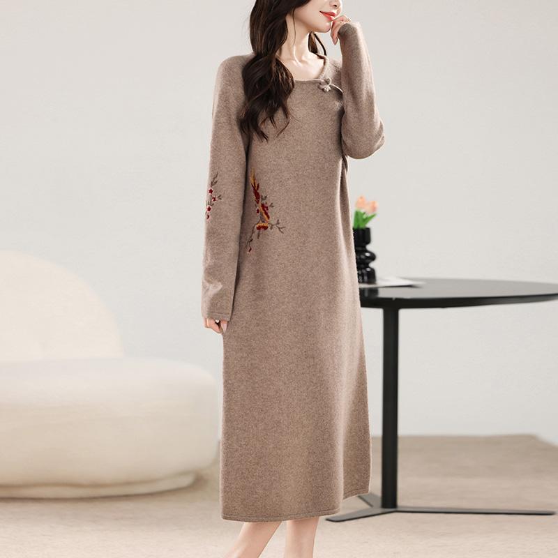 Женское кашемировое платье Qinghe кашемир 30% кашемир 70% шерсть осенне-зимняя кашемировая юбка мягкая и теплая