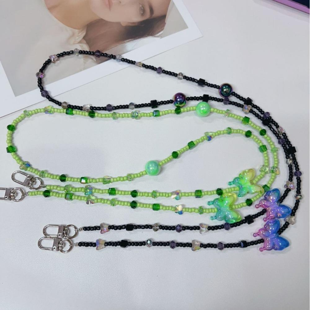 Ремешок для телефона с разноцветными бусинами-бабочками, анти-потеря, ремешок для мобильного телефона, подарок для девочек