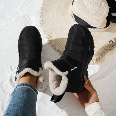 Женские водонепроницаемые зимние теплые сноубутсы большого размера, на подкладке, ботильоны до щиколотки, кожа, мех, цельные, противоскользящие, для пешего туризма, спортивные ботинки