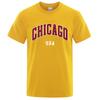 Chicago Usa City Street Letter Printing T Shirts Men Women Cotton Shirt Loose Breathable T Shirts Fashion O-Neck Oversized Tops