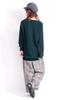 Gold Japan Plus Size Knit Long Long Green Women's Top, V-Neck, Sleeves, suri-3211, 5L,
