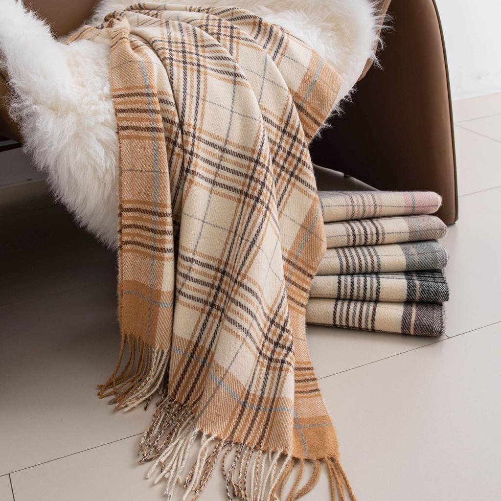 New Korean Imitation Cashmere Scarf High End Versatile Plaid Shawl Couple's Long Winter Warm Scarf
