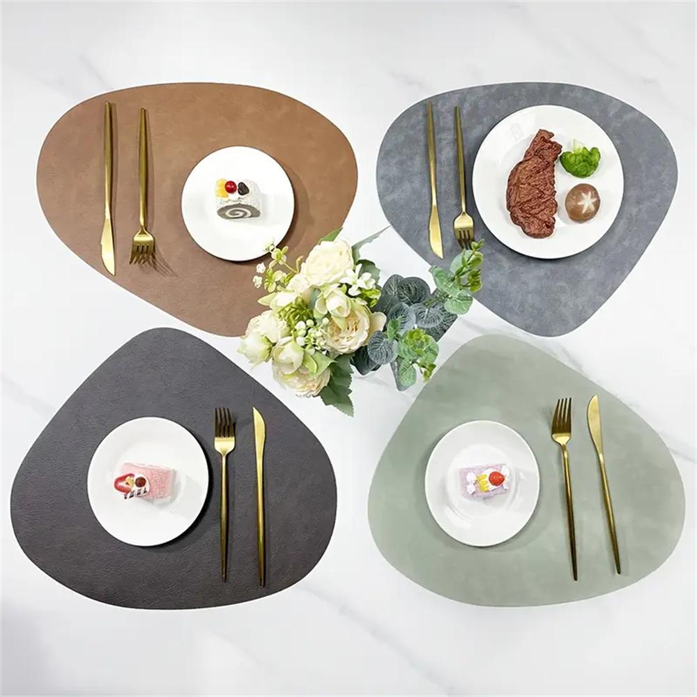 PU Leather Placemats, Waterproof Coffee Coasters, Kitchen Table Mats, Easy to Wipe Off ,Wrinkle Free Kitchen Dining Table Mats
