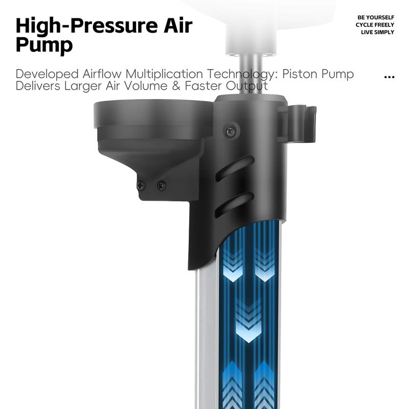 WEST BIKING 160PSI Bicycle Tire Pump Schrader/Presta/Dunlop Valve Bike Inflator Rapid Inflation Digital Pressure Gauge Bike Pump