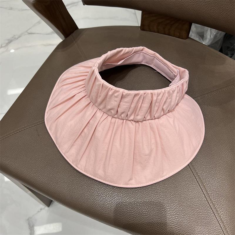 Pleated Large Brim UV Sun Protection Empty Top Hat for Women, Summer Outdoor Portable Foldable Sun Protection Sun Hat