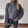 Vintage Solid Color Knitwear Sweater Long Sleeve Pullover Top Loose Stand Collar Autumn Winter Fashion
