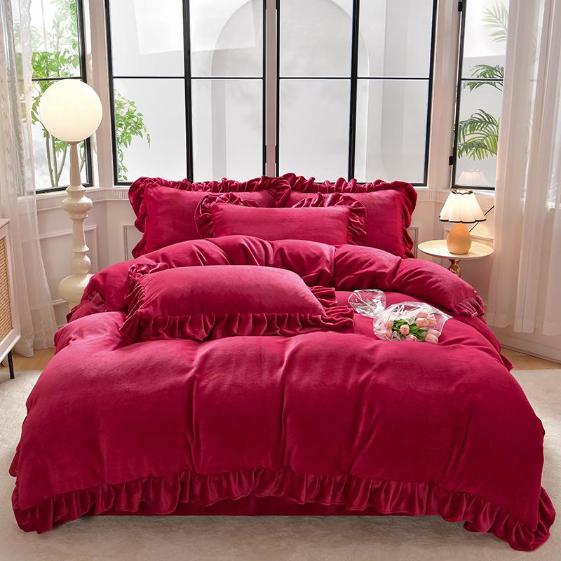 Meiyun Ge 8.5jin Milk Velvet Golden Mink Velvet Falai Velvet Coral Velvet Printed Four Piece Set