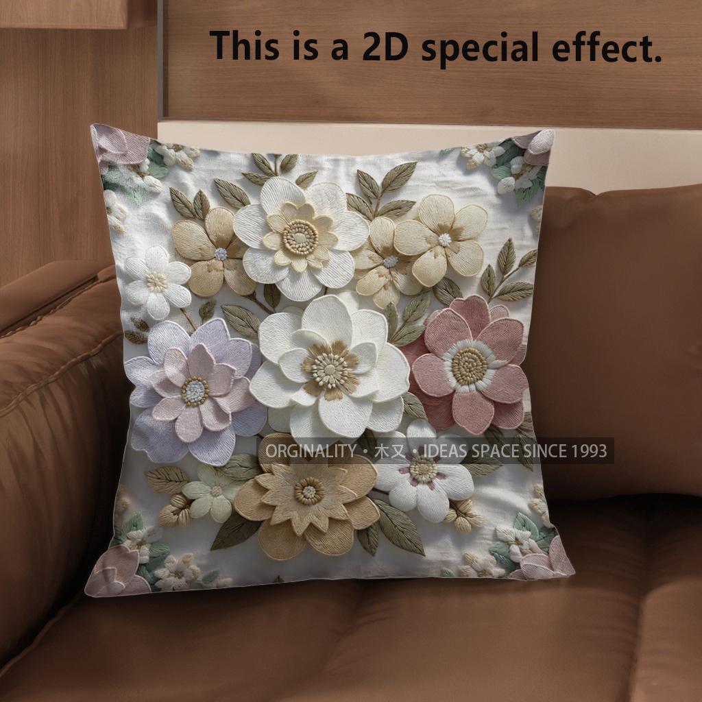 2D Vintage Floral 2D Print Throw Pillow Covers Pattern Cushion Cover Suitable For Sofa Bedroom Car Pillow Cover