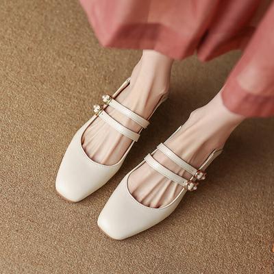 Новые облегающие женские туфли-лодочки на среднем каблуке, повседневные, для носки в четыре сезона, женские туфли, черные, квадратный каблук, женские маленькие кожаные туфли, с открытым верхом, квадратный носок