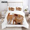 Rabbit Comforter Duvet Cover Set Lovely Little Rabbit Decor Bedding Set for Kid Girl Polyester Animal Theme King Comforter Cover