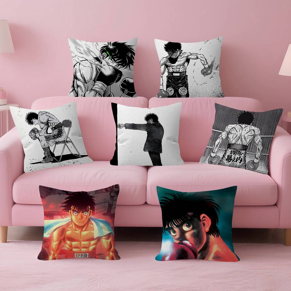 Cool HHajime No Ippo Comics Pillow Covers Cartoon Sofa Decorative Home Doublesided Printing Short Plush Cute Cushion Cover