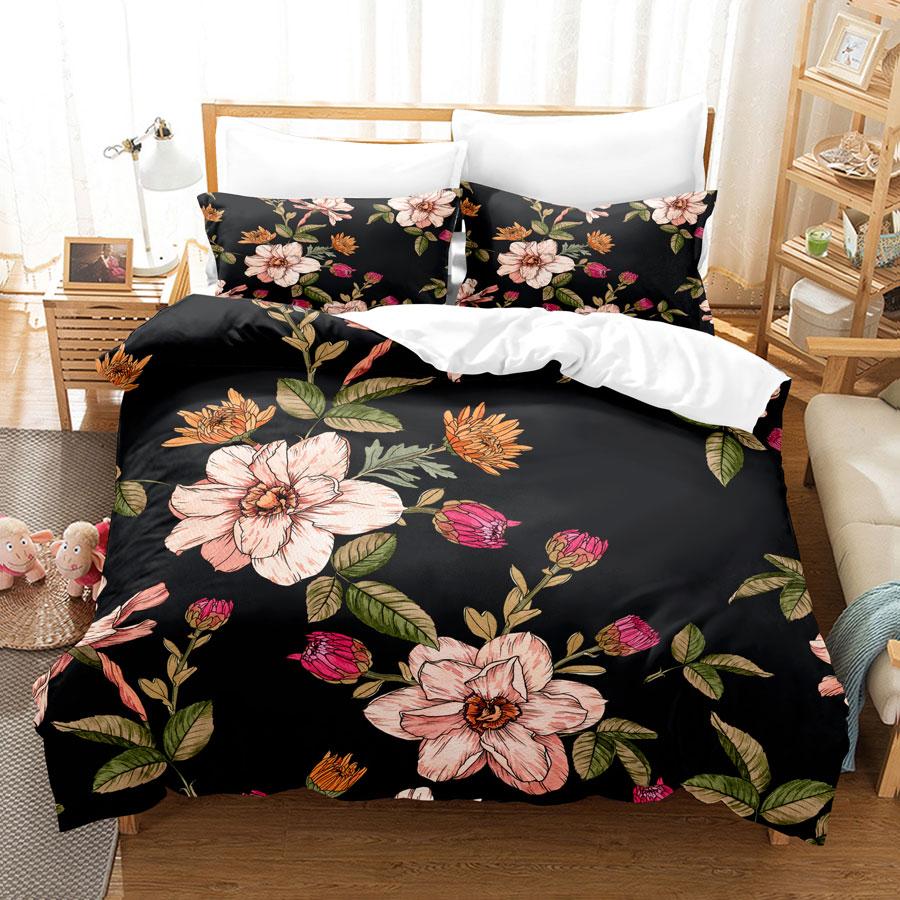Flower Double Duvet Cover Bedding Set Quilt Case Linens King Queen Full Size 3D Print Pillowcase Single Twin Bed 220x240 200x200