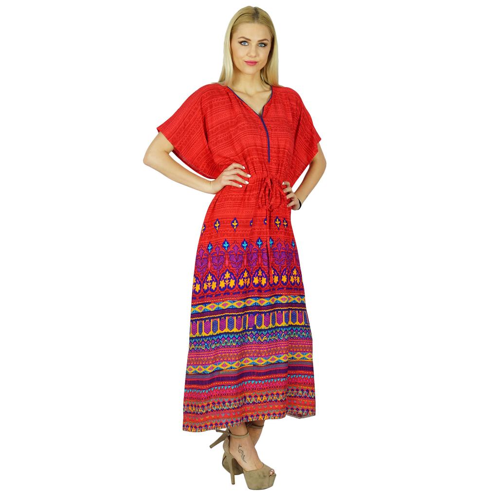 Bimba Женский длинный кафтан из вискозы Maxi Coverup Красный кафтан Кимоно с рукавами