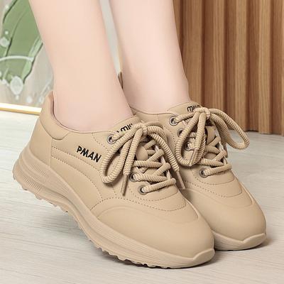 Мода Размер 35-40 Мода Женские Легкие Кроссовки Кожаная Платформа Шнуровка Обувь Удобная Повседневная Ходьба Спорт Теннис для Женщин