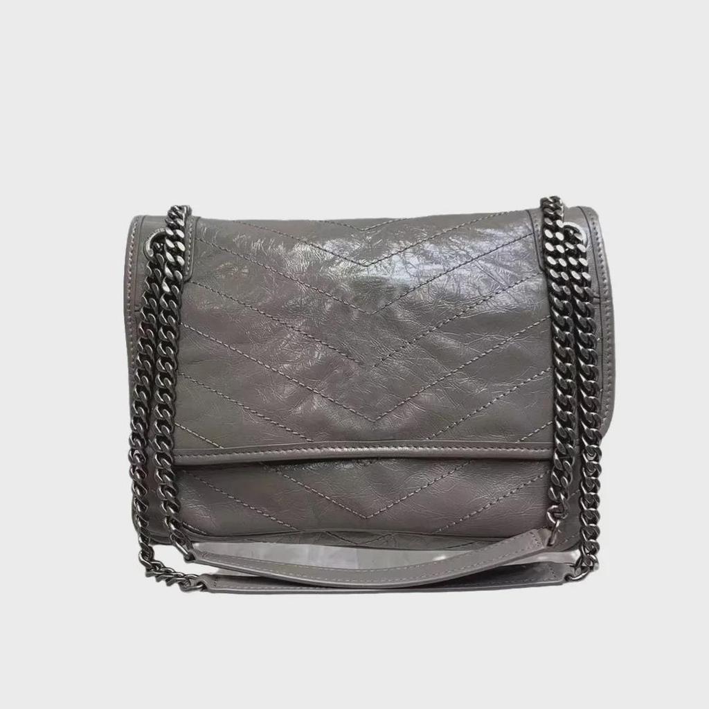 Женская сумка-цепочка Yangshulin из натуральной кожи с D-образной пряжкой - стиль Niki Messenger из воловьей кожи с промасленным воском