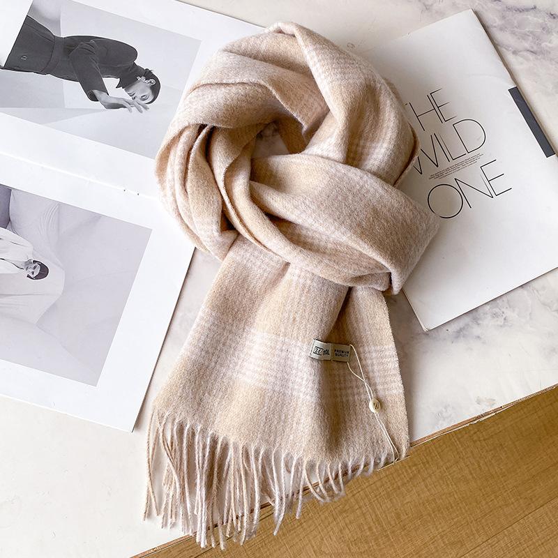 111 pure scarves for men and women, winter Japanese warm versatile plaid birthday gift plaid couple scarf