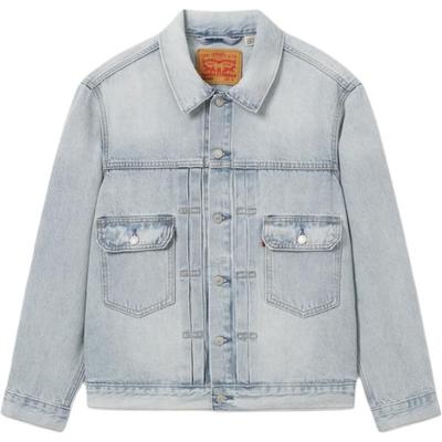 Levis Простая Удобная Универсальная Повседневная Свободная Джинсовая Куртка с Длинным Рукавом Мужские куртки Светло-Голубая A7632-0011
