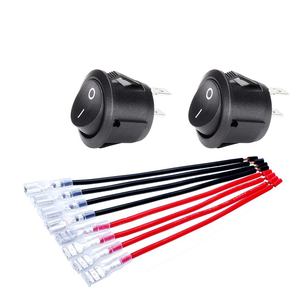5/10Pcs ON/OFF Round Rocker Switch MINI Toggle Switch 2 Pin SPST Push Button Switch DC 12V-24V 20mm with Wires for Car RV Boat
