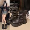 Summer and Autumn 2025 Western Cowboy Breathable Martin Boots Thin Pants Boots Women's Pile Thick-soled New Short Boots