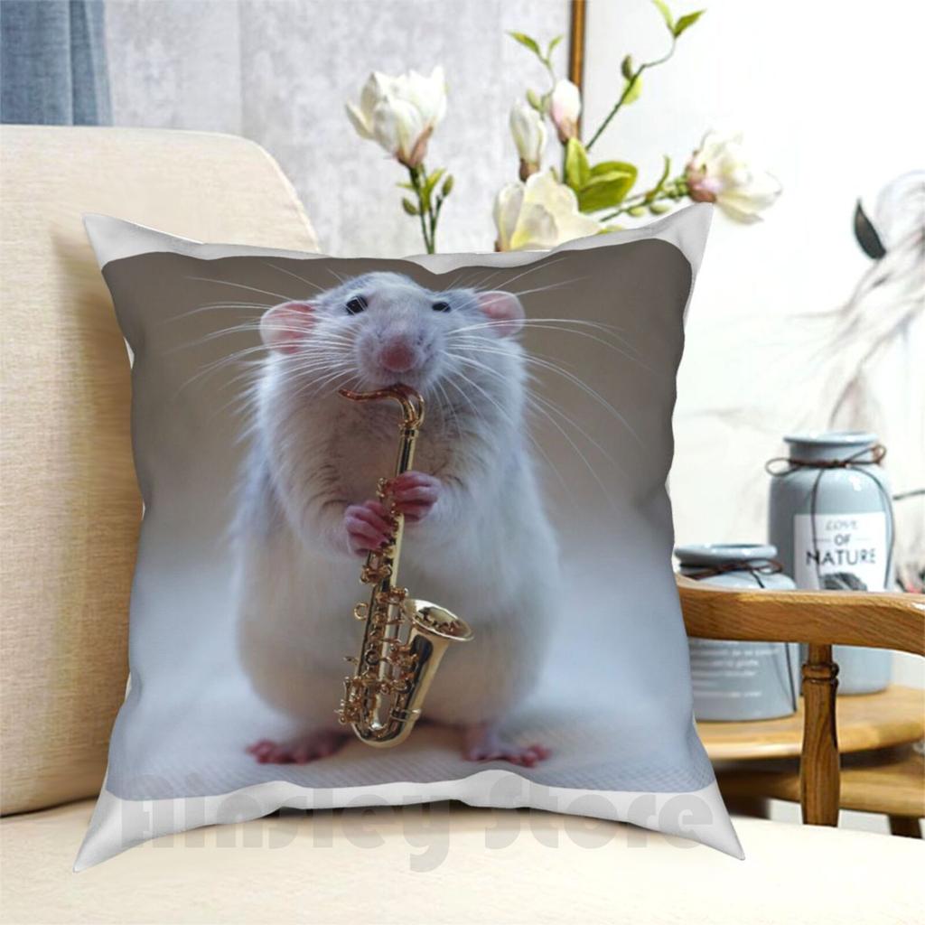 My Saxophone Pillow Case Printed Home Soft Throw Pillow Music Musician Rat Saxophone