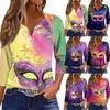 Women's T Shirt Print Button 3/4 Sleeve Daily Weekend Fashion Basic V- Neck Regular Top