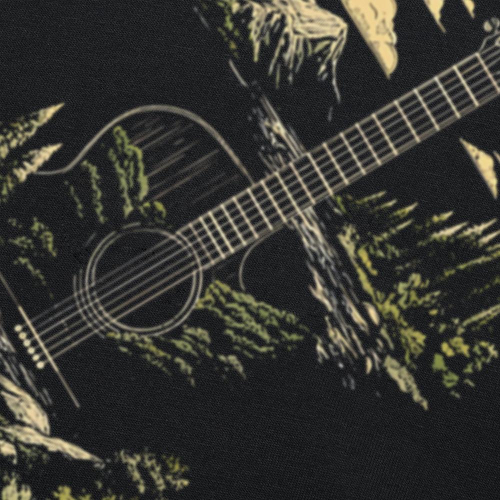 Акустическая гитара Природа Лес Горы Искусство 100% хлопок Футболки Мужские Принт Футболка Свободный Оверсайз Уличная одежда Хип-хоп Футболка