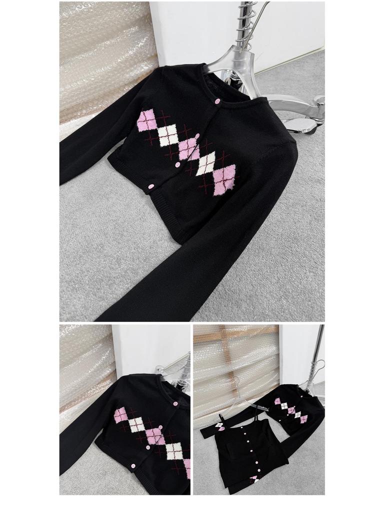 Комплект кардигана и майки Nanyou из мериносовой шерсти с аргайлом - Новая осенняя коллекция