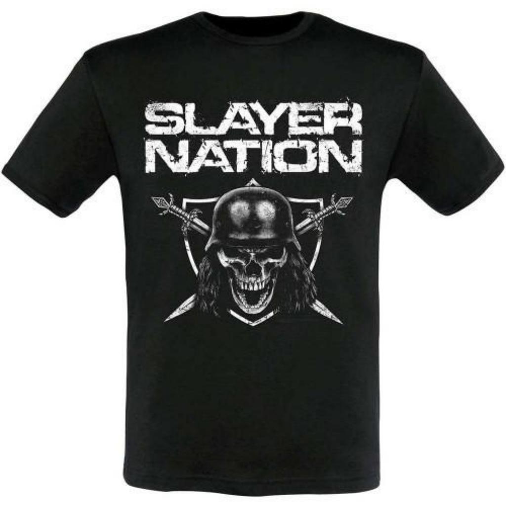Унисекс Взрослая футболка Slayer Nation 2015 с принтом на спине
