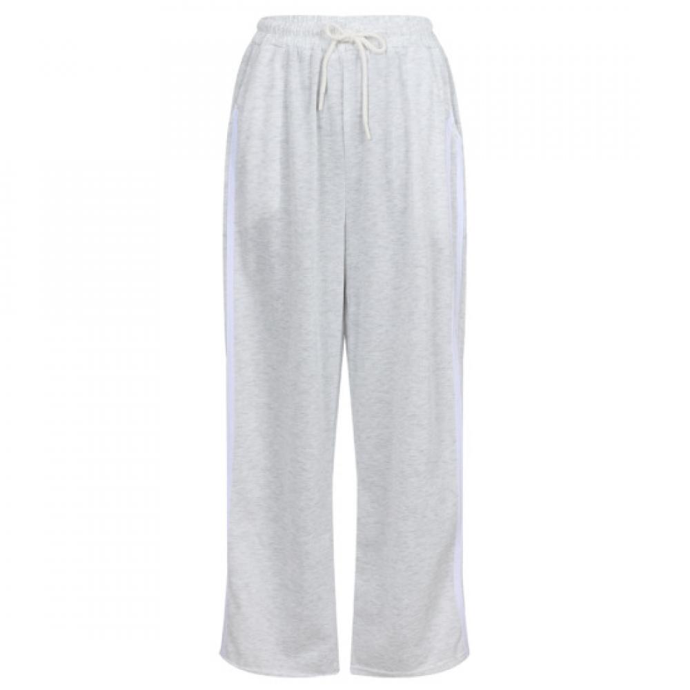 Shop Women S waiStband Side 2 Line Training Wide pantS White Melange Pic Wpt