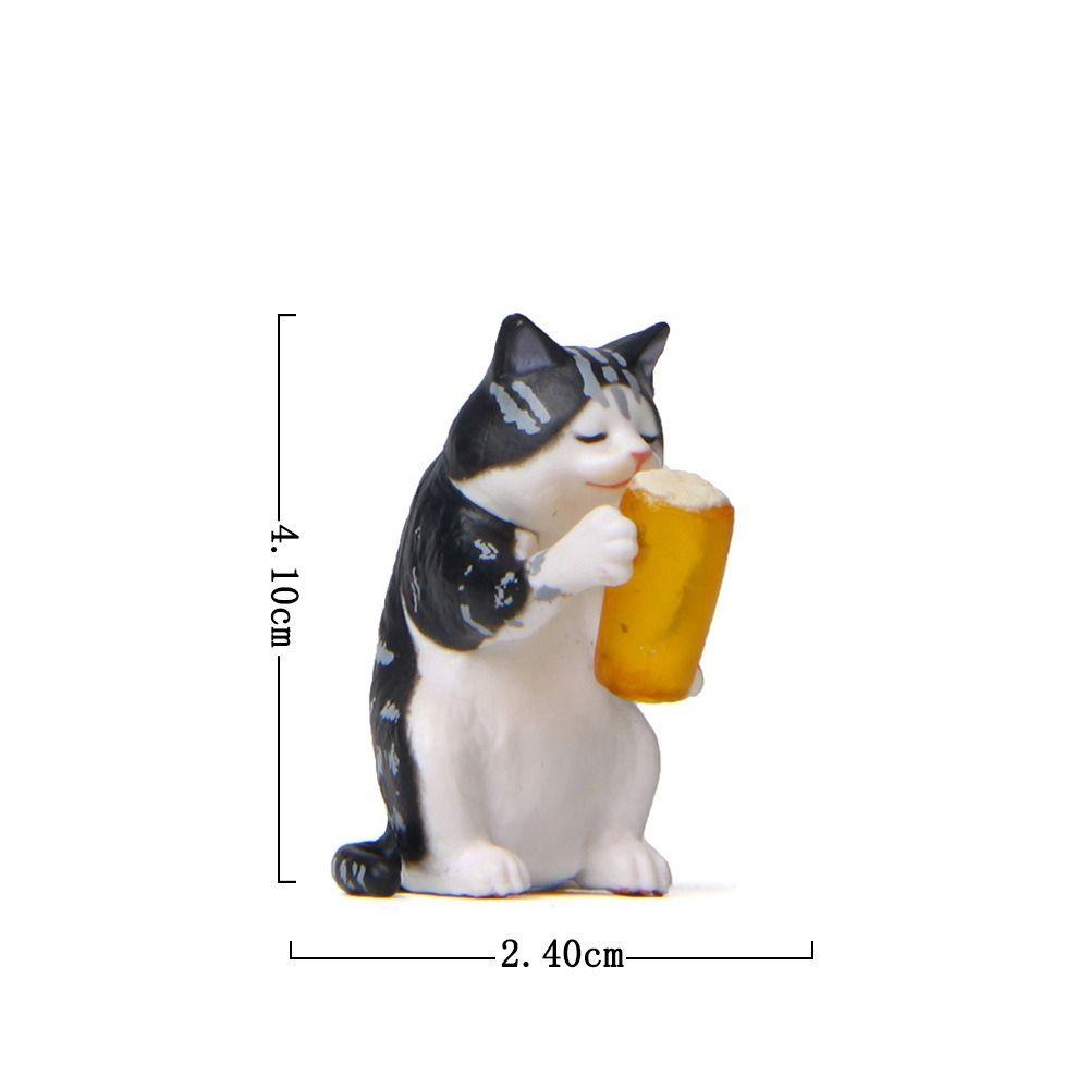 Handicraft Beer Cat Figures Cartoon Cat Statue Toy Funny Cat Center Console Ornaments  Home Decor