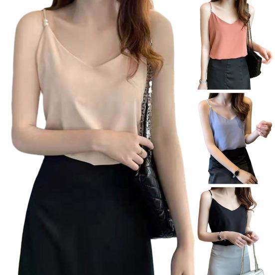 Женский жилет без рукавов с открытой спиной, однотонный, с V-образным вырезом, с низким вырезом, атласный, мягкий