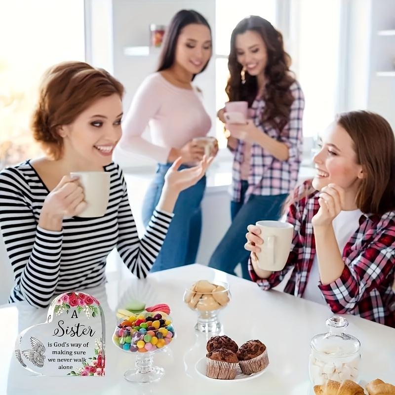 Двумерная плоская акриловая фигурка в форме сердца, Подарки для сестры, Настольное украшение, Табличка, Декор для дома, Настенное искусство, Декоративное украшение для сада, Наклейки на дверь комнаты, Подвеска