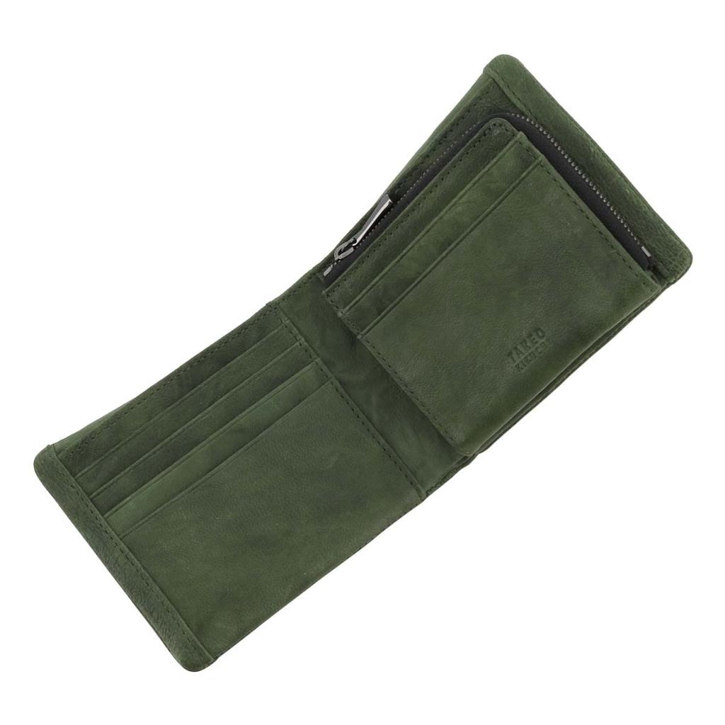 Мини-кошелек с двумя отделениями из натуральной кожи Oyster Limited Color 720624 Складной кошелек с двумя отделениями из овчины, зеленый [Takeo Kikuchi] для мужчин