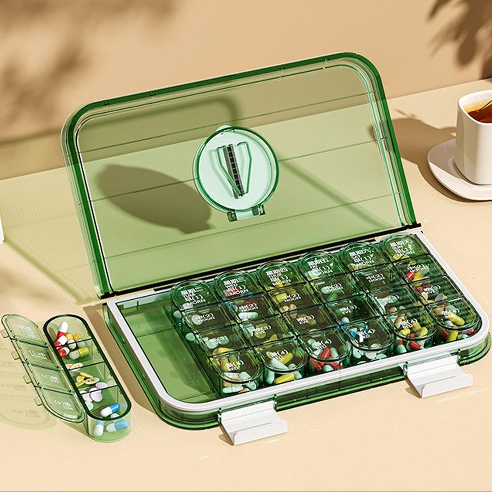 Three Times Day Pill Cutter Box Large Capacity Drug Dispensing Case Vitamin Storage