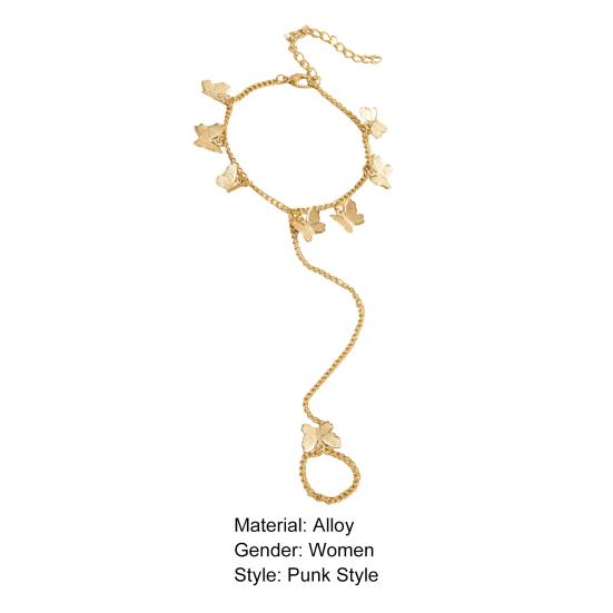 Женский браслет в форме бабочки из нержавеющей стали, индивидуальный однотонный женский аксессуар для кольца на палец