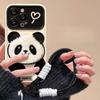 Подходит для Apple 15 Чехол для мобильного телефона iPhone 13/14promax Плюшевая кукла-панда Ремешок 11 Флип-зеркало