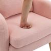 Modern, simple teddy velvet armchair with cushion, extra thick cushion, single sofa armchair, upholstered, leisure chair, solid wood leg chair