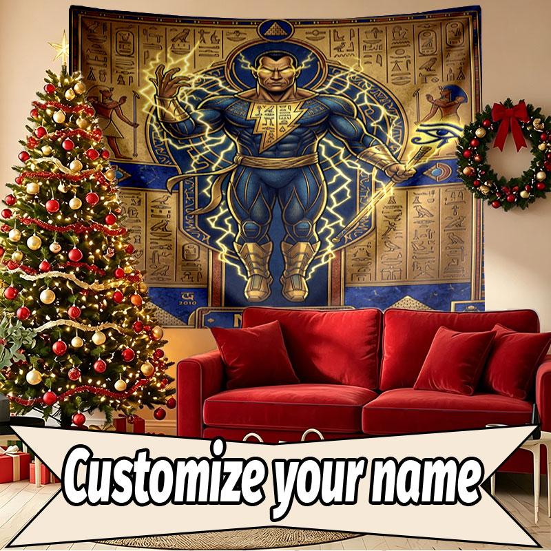 Custom Name Personalized Black Adam Print Tapestry, Wall Art Decor, Bedroom, Dorm, Apartment, LivingRoom, Party Backdrop, Gift for Birthday