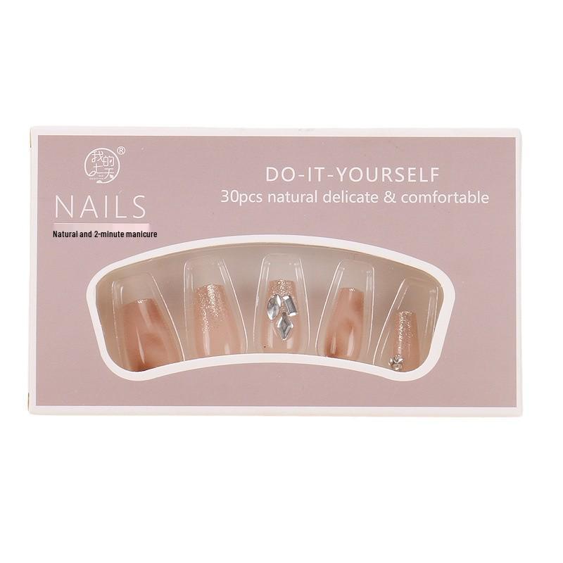 Autumn/Winter Glitter Nude Nail Art: Handmade, Trendy, Whitening Wearable Nail Pieces